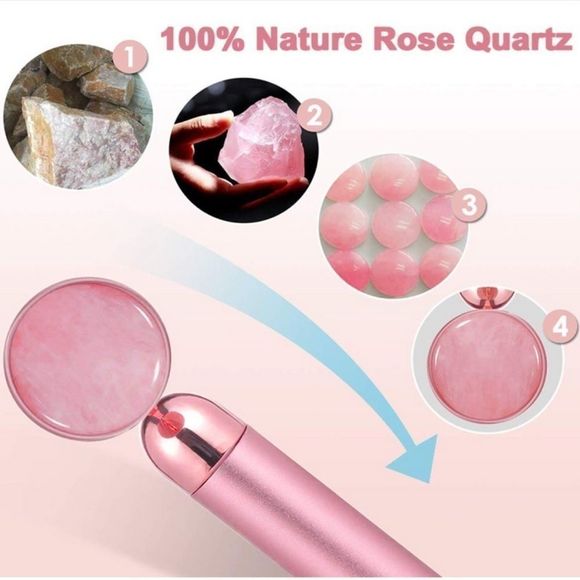 💗 Jade Roller+Gua Sha Rose Quartz, Face Eyes Neck Body Relieve Fine Lines - Picture 4 of 7